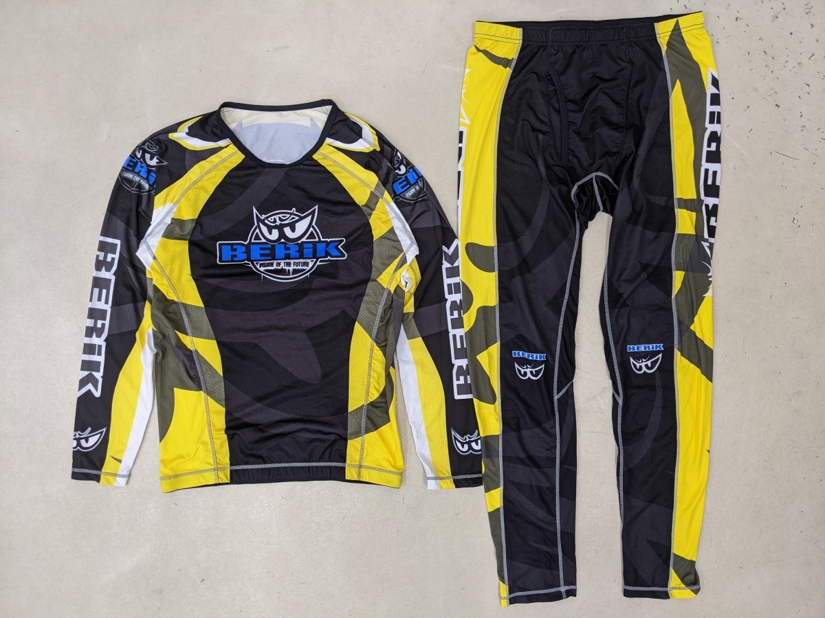 11．BERIK サイクリングウェア 上下セットアップ メンズ XL 黒黄 サイクルジャージx305