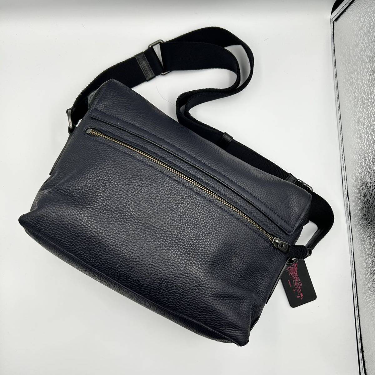 極美品』COACH コーチ ショルダーバッグ 斜めがけ レザー ブラック 黒 