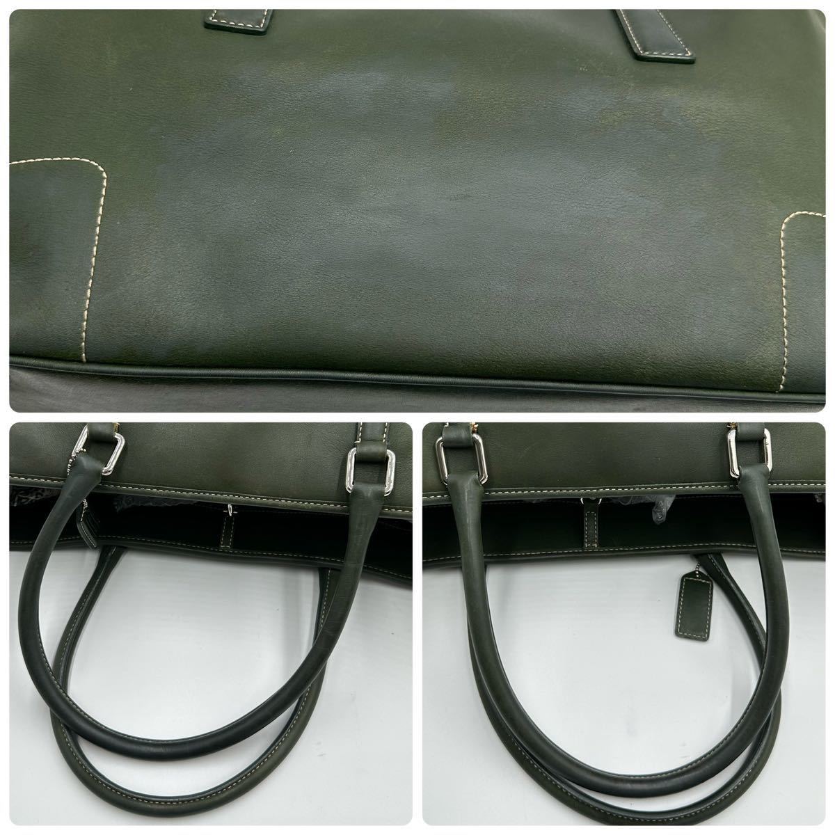 コーチ COACH メンズ トートバッグ A4 肩掛 本革 パンプトンレザー 緑 