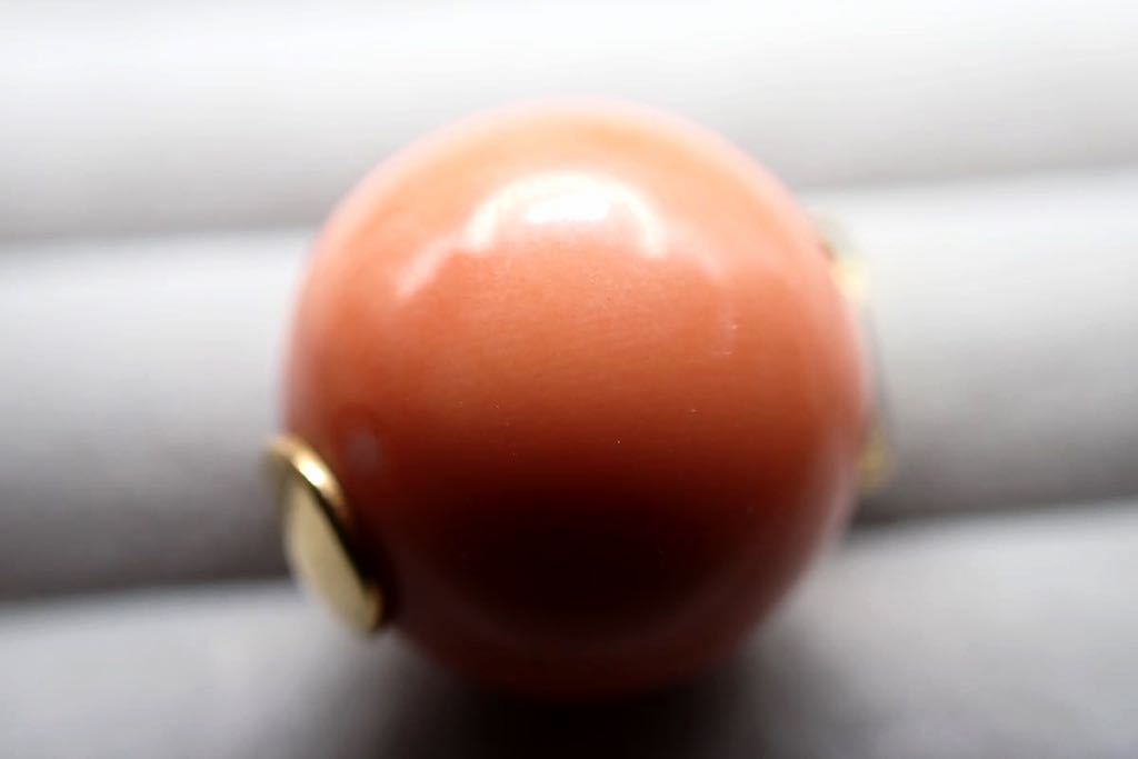 天然本珊瑚】□ペンダントトップ□K18□大玉□約16.9mm□約 