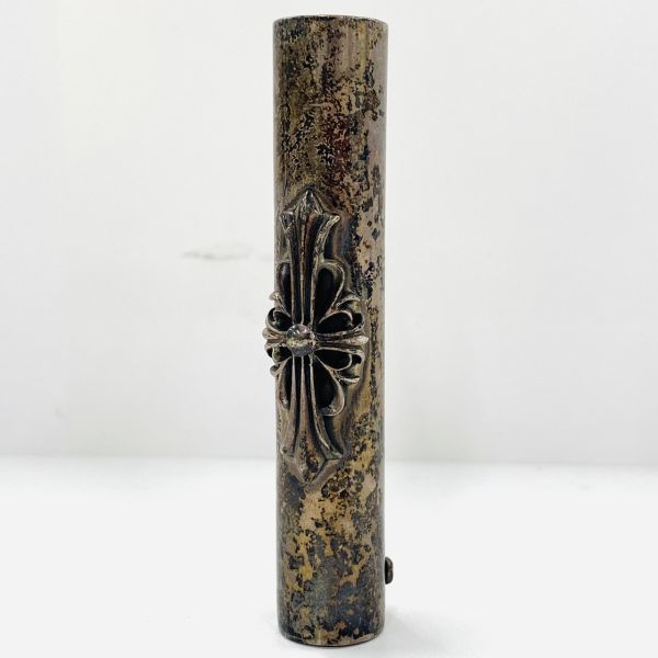 O635-Z1-276 ◎ CHROME HEARTS クロムハーツ フローラルクロス ライターケース ライターホルダー シルバー 喫煙グッズ 喫煙具 約8cm ④