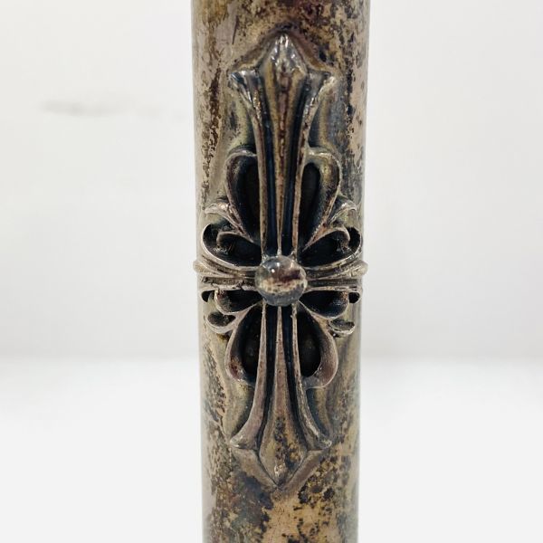 O635-Z1-276 ◎ CHROME HEARTS クロムハーツ フローラルクロス ライターケース ライターホルダー シルバー 喫煙グッズ 喫煙具 約8cm ④