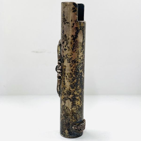 O635-Z1-276 ◎ CHROME HEARTS クロムハーツ フローラルクロス ライターケース ライターホルダー シルバー 喫煙グッズ 喫煙具 約8cm ④