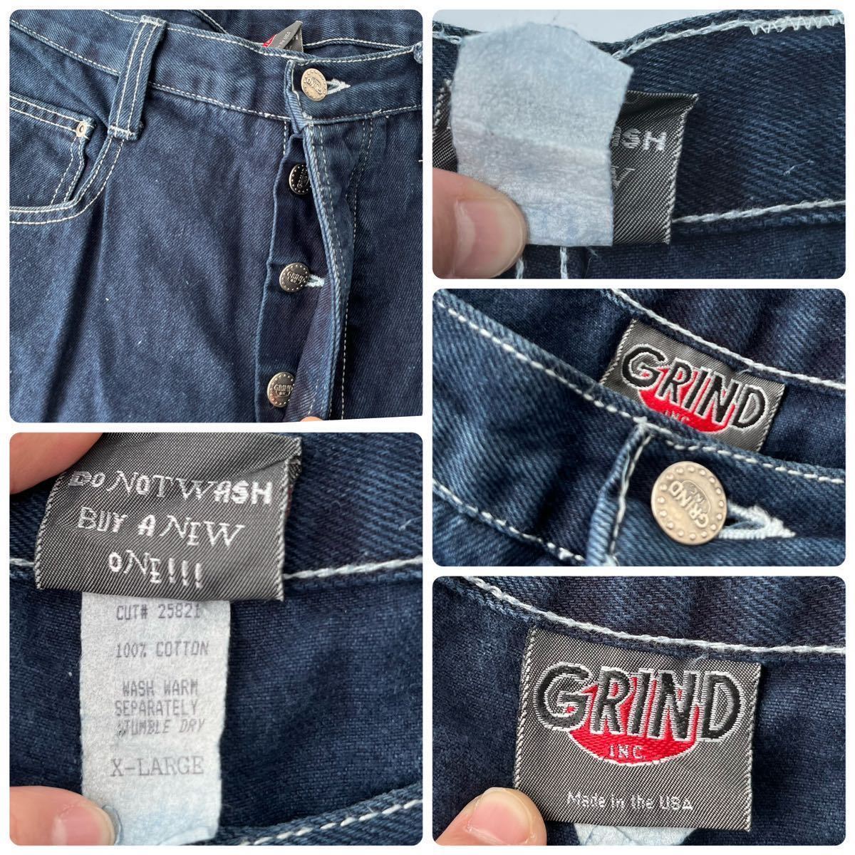 90s GRIND INC. ライトグレー ワイドデニム バギーパンツ USA製