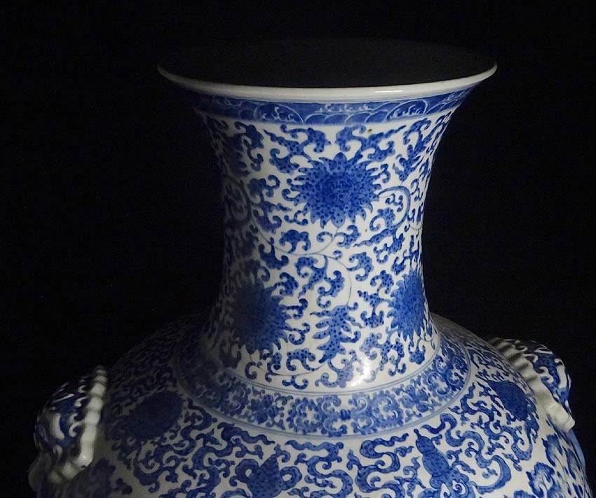 緑屋st□ 中国古玩 青花 染付 大花瓶 大壷 高約55cm 木箱 唐物 時代物