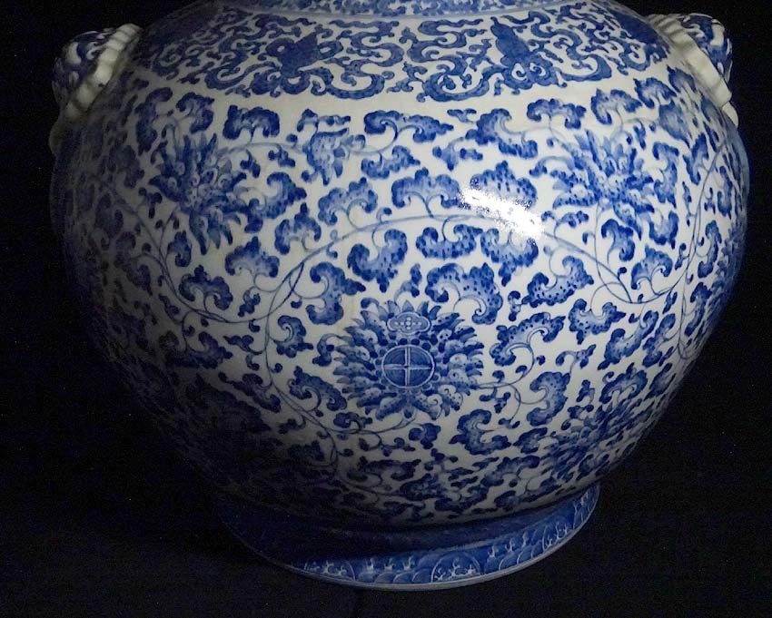 緑屋st□ 中国古玩 青花 染付 大花瓶 大壷 高約55cm 木箱 唐物 時代物