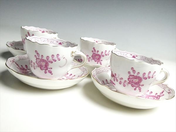 k595 Meissen マイセン インドの華 ピンク デミタス カップ＆ソーサー