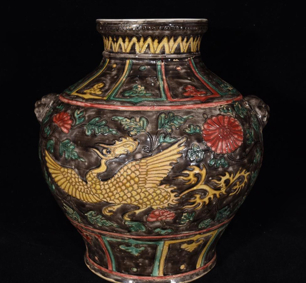 元代 琺華彩 鶴紋獣耳磁缶 - 文化遺産オンライン バックトゥザ