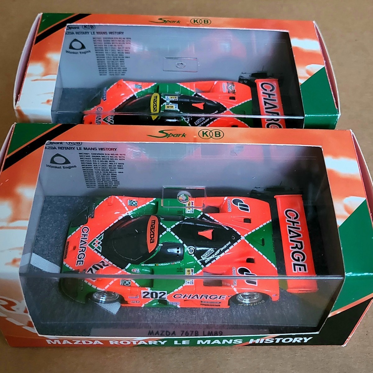Sparkmodels スパーク 1/43 マツダ ロータリー ルマンヒストリー MAZDA 767B LM 1989 #202 & 1990 #203 レナウンカラー 2台セット