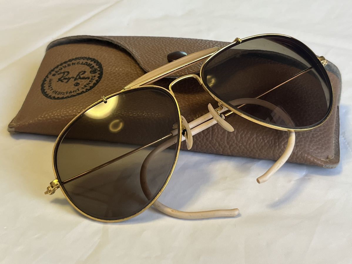rrkk303 Ray-Ban 58□14 サングラス アビエーター ボシュロム B&L ティアドロップ レイバン ゴールド ヴィンテージ U.S.A ケース付き