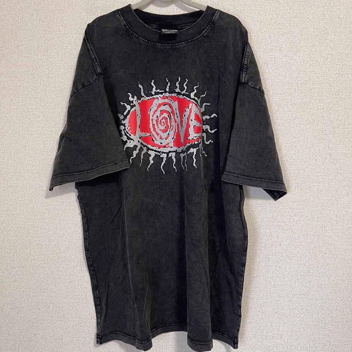 Saint Michael セントマイケル Tシャツ 半袖 22SS 目 LOVE ラメ プリント TEE ブラック レッド 赤 ヴィンテージ ロンT READY MADE XL