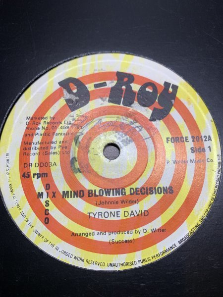 12インチ Tyrone David - Mind Blowing Decisions / D-Roy Band - Trenchtown ...