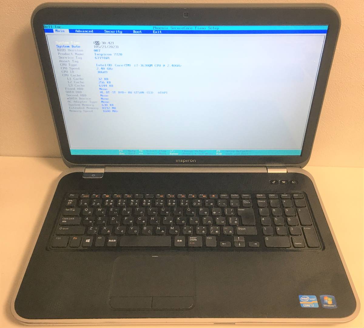 HOT，2026 DELL Inspiron 7720/intel Core i7 3630QM 2.40GHz/ACあり 