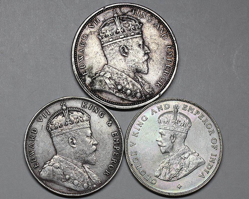 ☆ 英領 海峡植民地 1ドル銀貨 1903 エドワードなど 3枚 / 壹圓銀貨