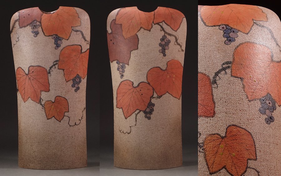 伊藤東彦 布目蓮文花瓶 【希少】