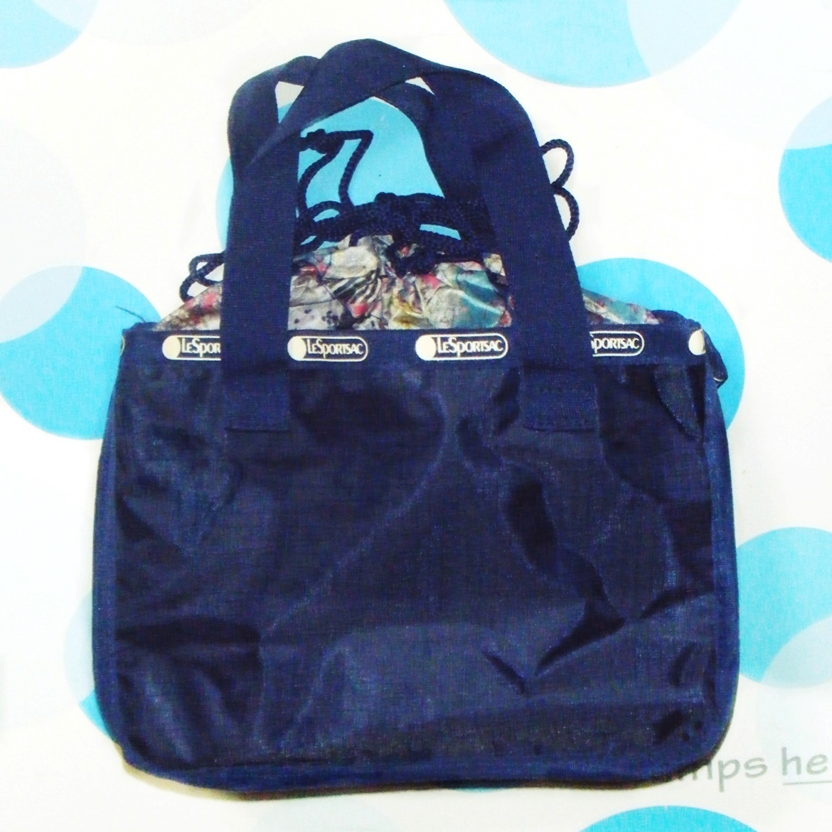 未使用品★レスポートサック LeSportsac トート型ボックス トートバッグ・ネイビー★ムック本・バックインバックにも