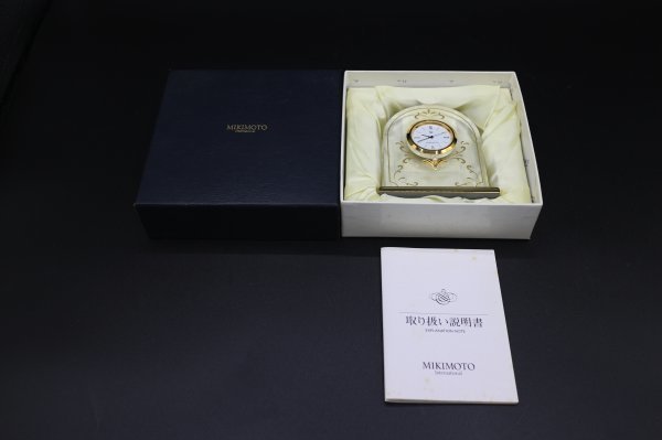 美品 mikimoto/ミキモト クォーツクロック 動作確認済 置き時計