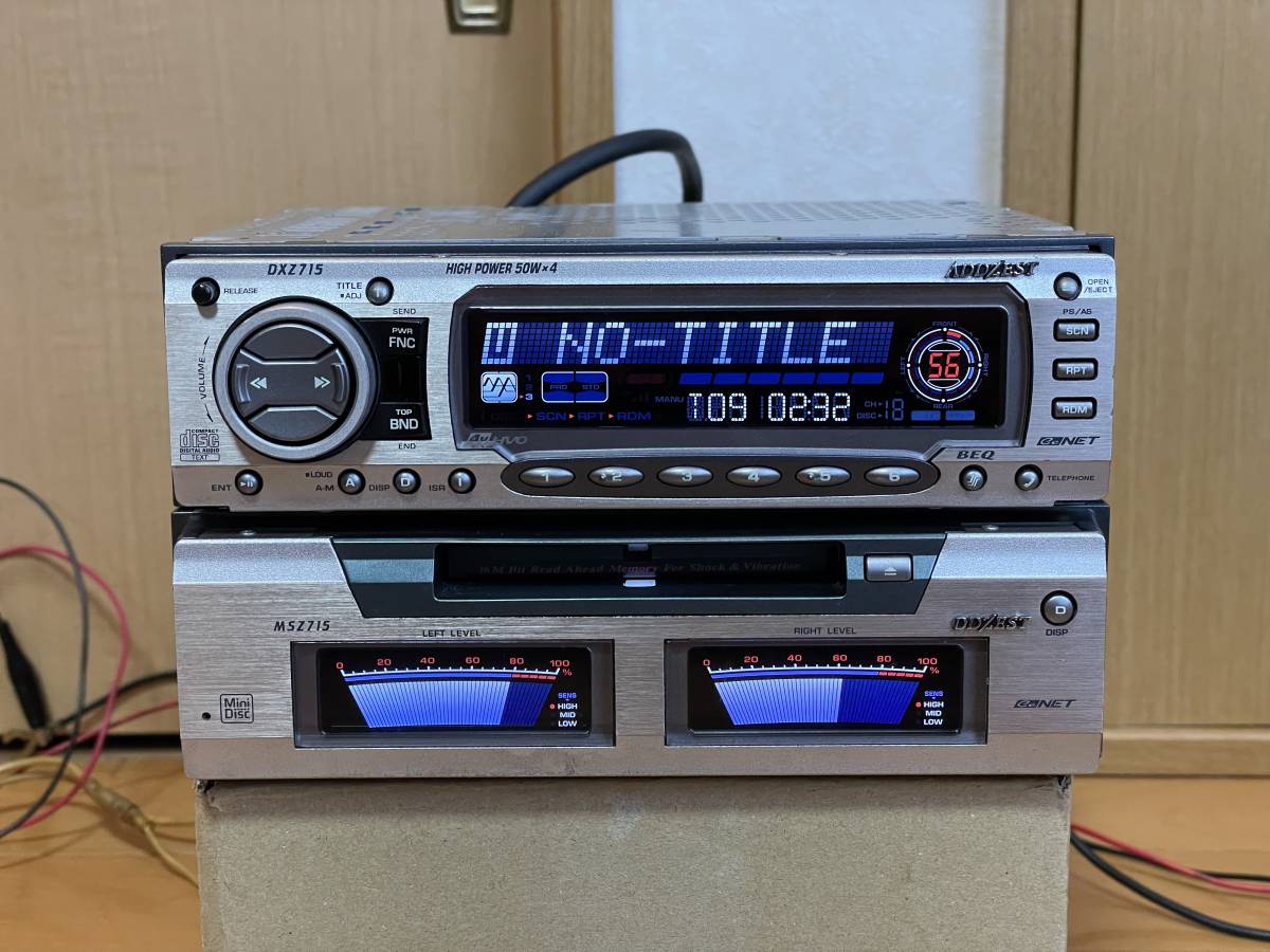希少動作品□アゼスト製1DIN+1DIN CD/MDデッキ DXZ715/MSZ715 動作確認済み