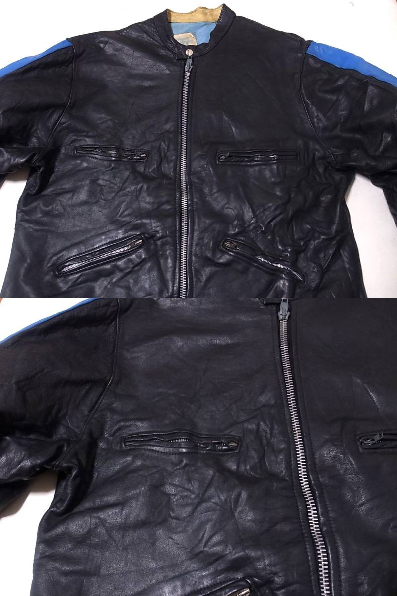 70S VINTAGE TT leathers英国製ストライプ レザーライダース 70S VINTAGE TT leathers英国製ストライプ レザーライダース｜