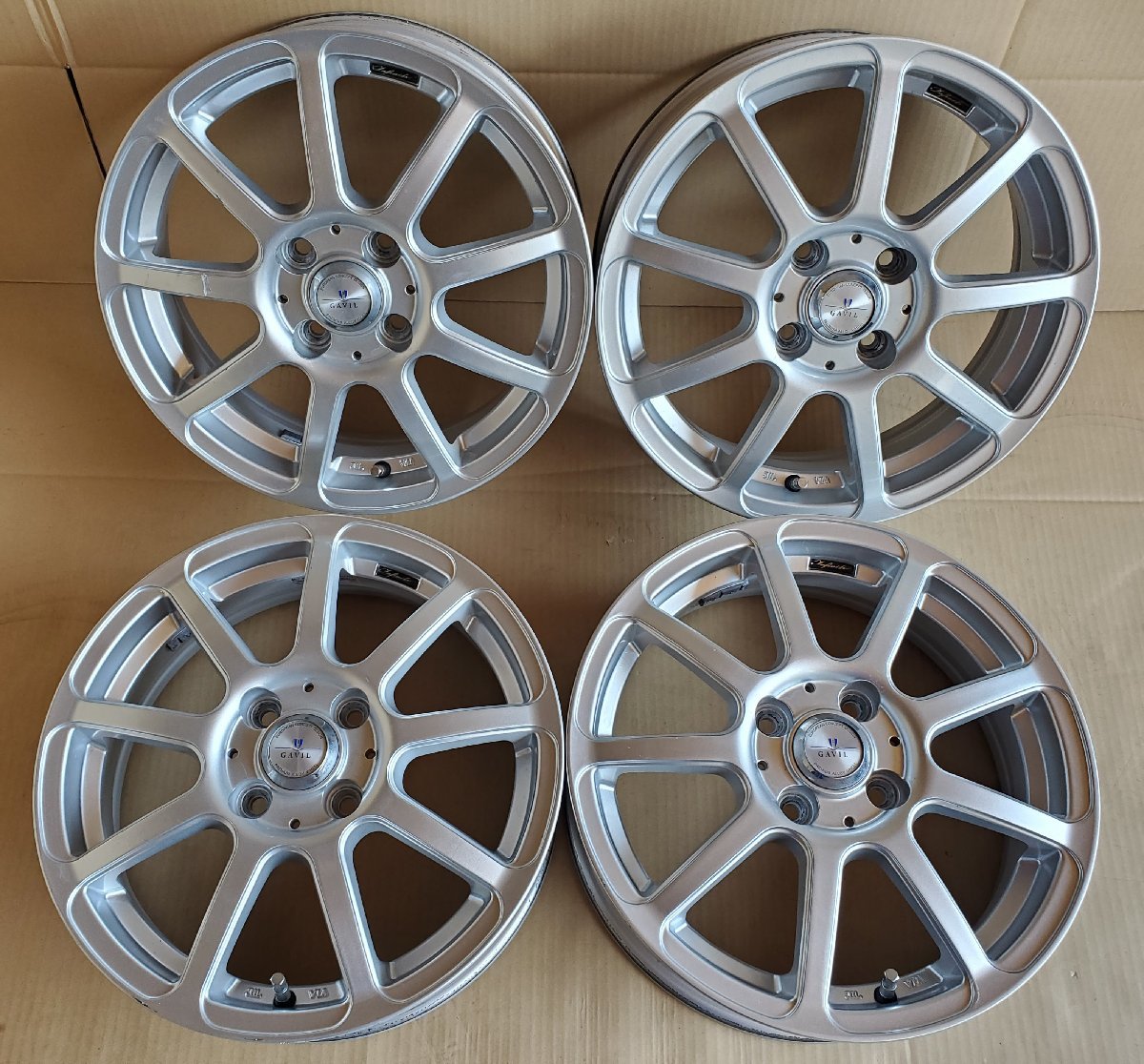 iltavilli63　再出品　アルミホイール4本セット ◎A1638 ☆アルミ ホイール 単体□INFINITY Gravil□15x5J PCD 100x4H