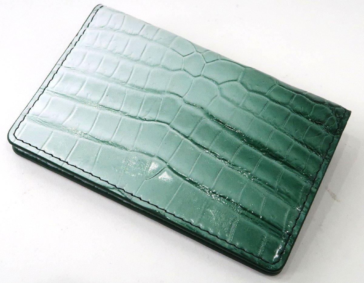 グリーン 緑 シャイニング ボンベ加工 クロコダイル 財布 長財布 本物 