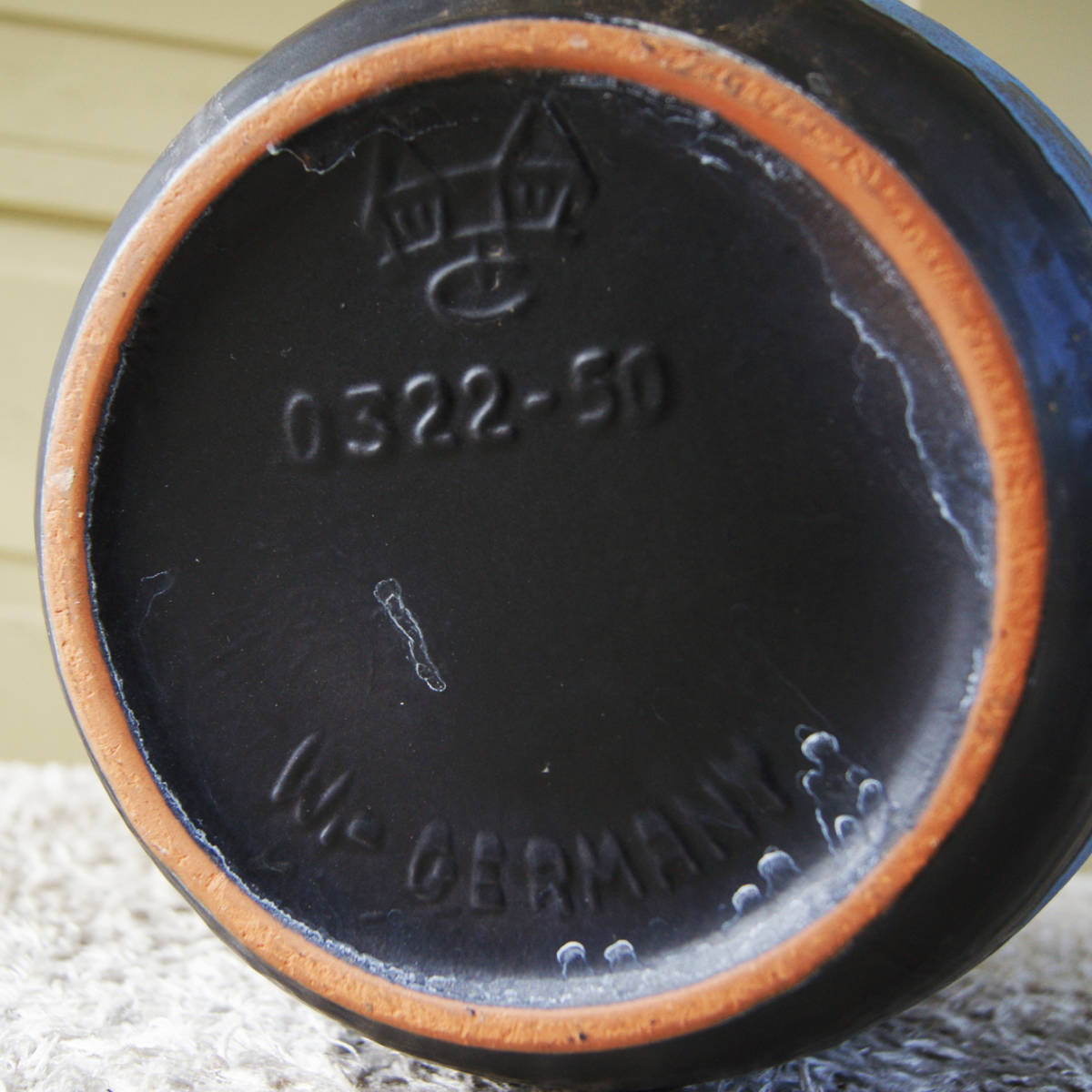 5116t【西ドイツ 陶器 釉薬垂れ 耳付 花瓶 フラワーベース 傘立て】West Germany ミッドセンチュリー ヴィンテージ 希少 ◎ ファットラヴァ フラワーベース 西ドイツヴィンテージ