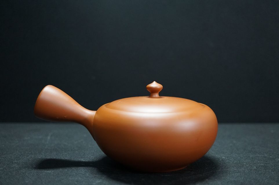 e1672 萬古焼 松風窯 山本幸雄 造 朱泥 平茶注 急須 煎茶道具(萬古 