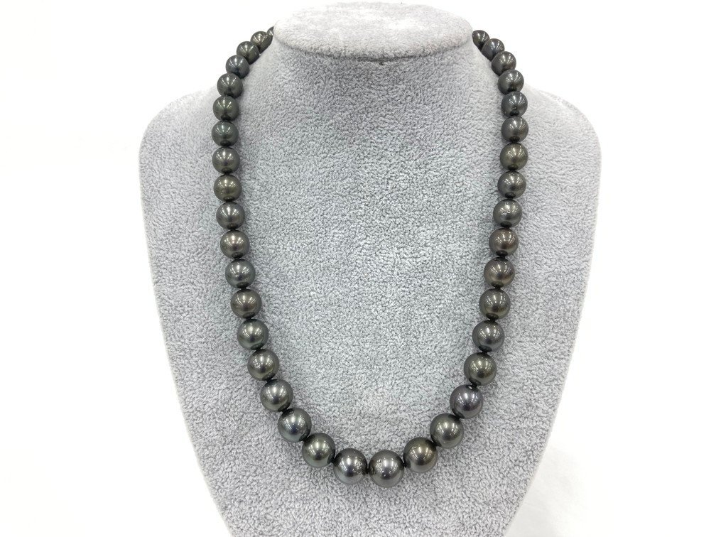 鑑定書付 アコヤ黒真珠 ブラックパールネックレス イヤリング 7.5～8.0