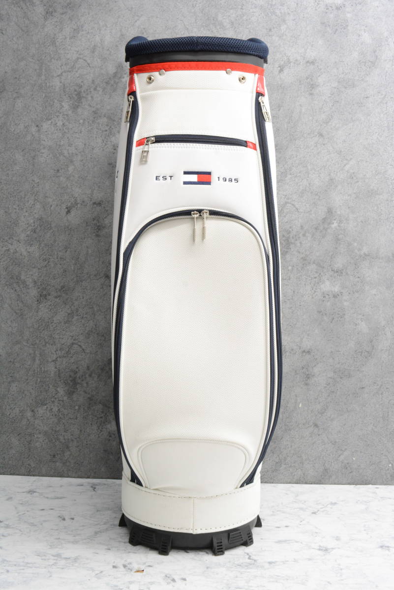新品同様 トミーヒルフィガーのトライアングルエンボスキャディバッグ(白) ブランド トミーヒルフィガー トライアングルエンボス キャディバッグ