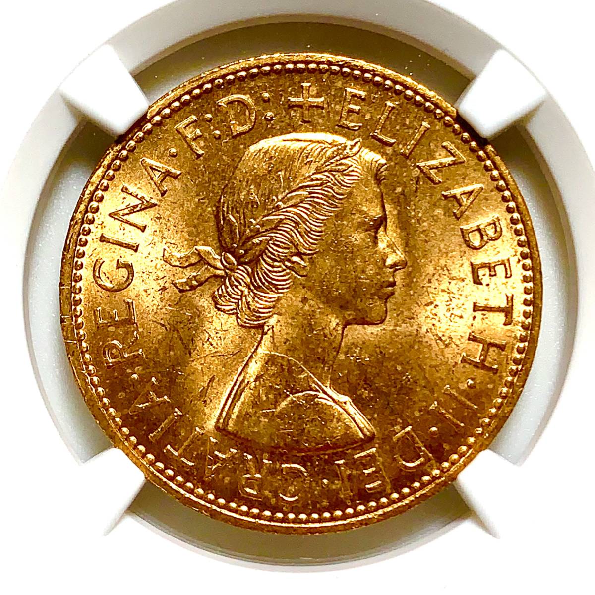 NGC MS64 RD 1965年 イギリス ブリタニア 大型銅貨 発行枚数少