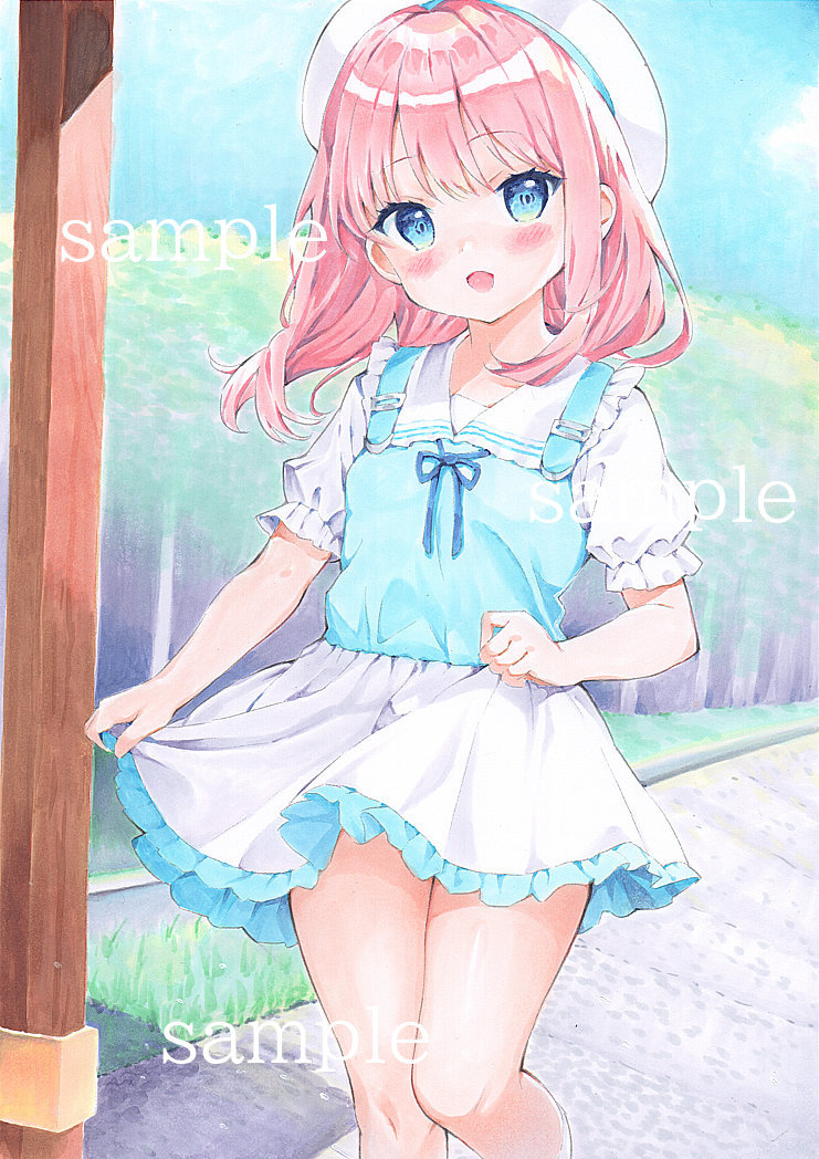 手描きイラストA4 ロリータな女の子② オリジナル 太もも 太腿 一時