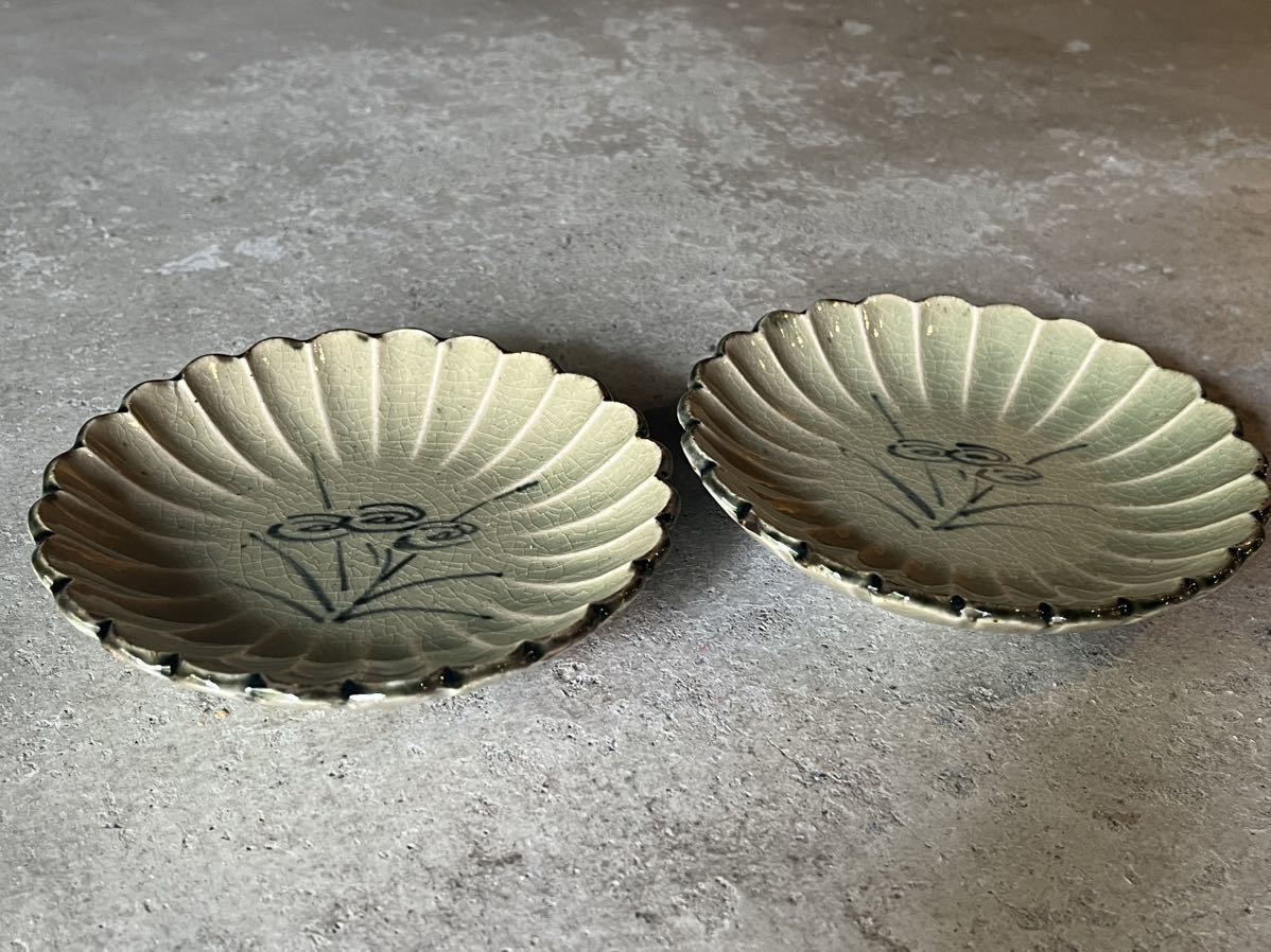 総織部 高台皿 5客揃 幸兵衛窯 人間国宝 加藤卓男 箱付き 総織部 高台