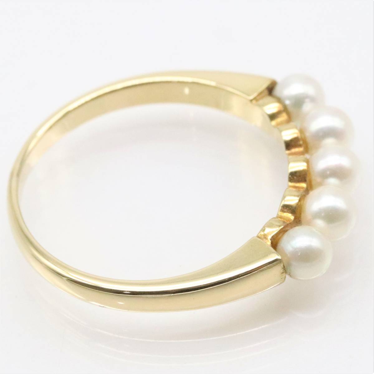 リング ベビーパール ミキモト MIKIMOTO 5P 指輪 V字 約10号 K18 