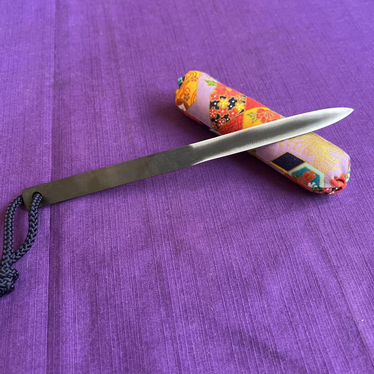 孔あり 総鋼製無地稽古用 貫級刀 馬針（日本刀脇差