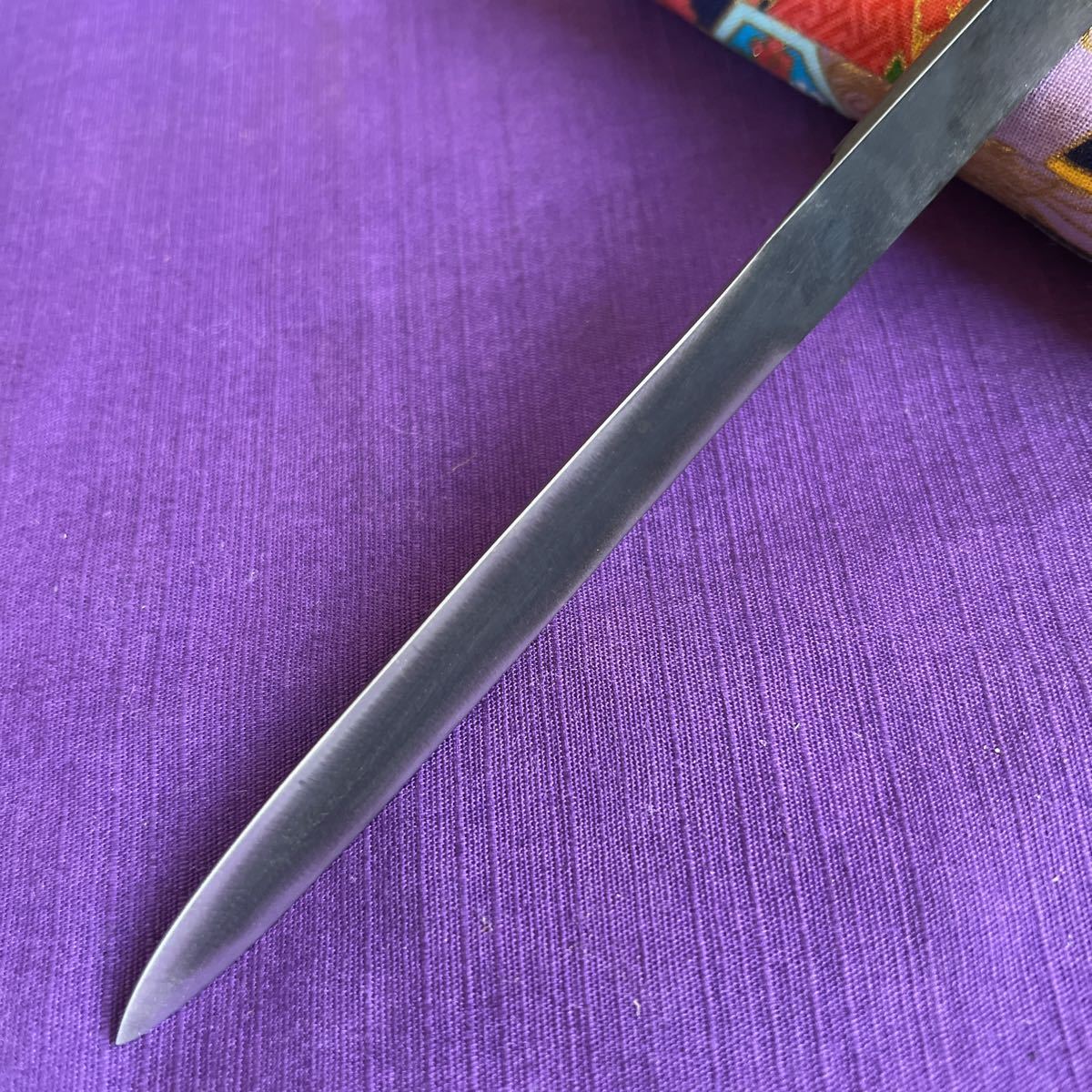 孔あり 総鋼製無地稽古用 貫級刀 馬針（日本刀脇差短刀拵鍔鐔笄目貫縁