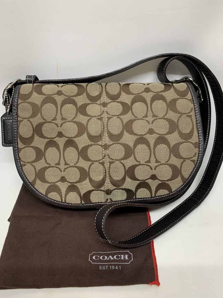 COACH コーチ 6842 シグネチャー ショルダーバッグ 保存袋 ブラウン 12時間以内発送