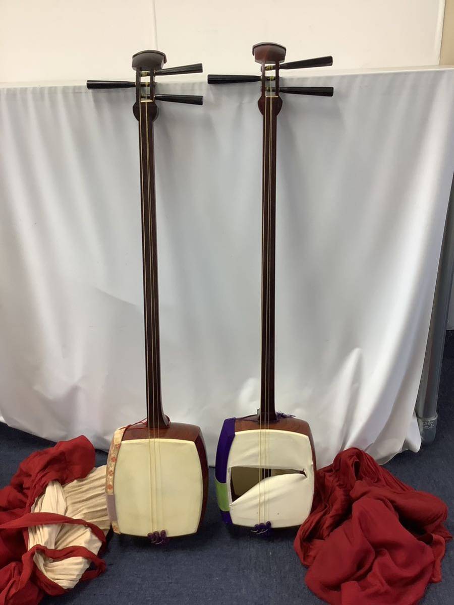 TU076-後a160 和楽器 三味線2つ 破損あり ジャンク