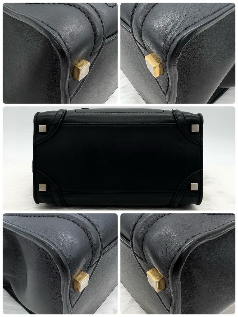 美品】CELINE セリーヌ ラゲージ マイクロ ショッパー ブラック 美品】CELINE セリーヌ ラゲージ マイクロ ショッパー ブラック