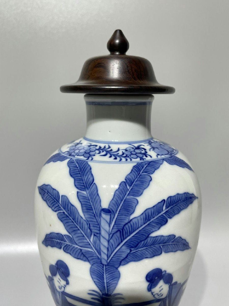 旧家蔵出 清国時代 大型 康熙青花瓷 逸品 陶器 置物 旧家蔵出 清国時代