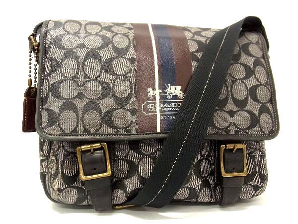 1円 □美品□ COACH コーチ 70077 シグネチャー PVC×レザー クロス