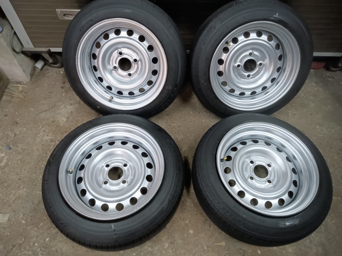 鉄チン 加工ホイール 14インチ 155/65R14 4本 7j＋18(ラジアルタイヤ 