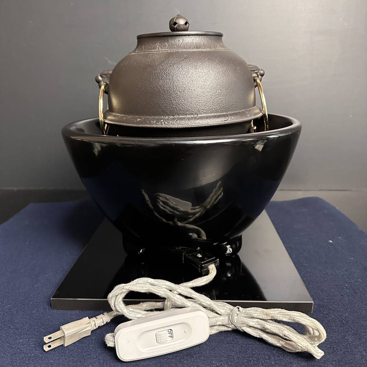 茶道具 野々田商店 真塗 風炉型電熱器（紅鉢型） 敷板・前瓦・香入れ付