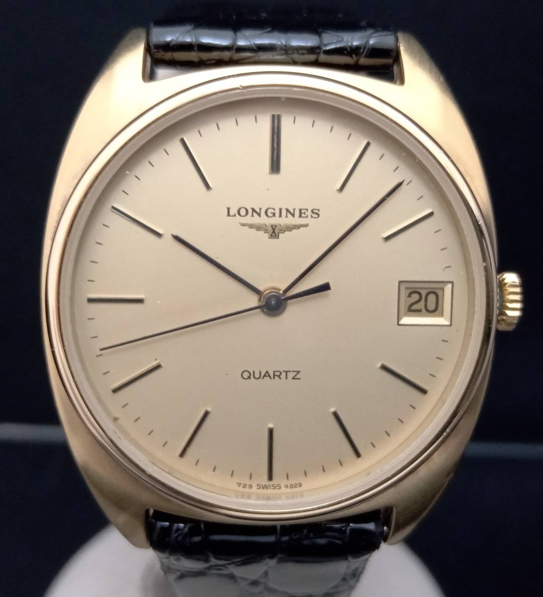 ヴィンテージ希少！】LONGINES ロンジン GP×非純正黒革ベルト デイト