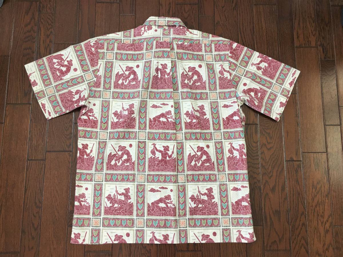 REYN SPOONER DIETRICH VAREZ レインスプーナー ディートリッヒヴァレス アロハシャツ L ハワイアン レンコン 蓮根 蓮の葉 ハス 農耕