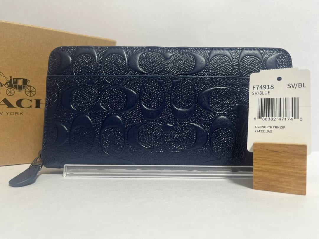 f-28 COACH コーチ 長財布 ネイビー レザー f74918