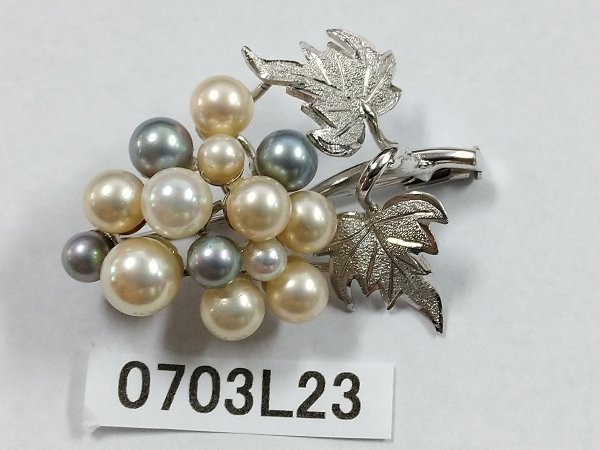 □K18⁄SILVERアコヤ本真珠ブローチ□重量12.5g あこや パール pearl