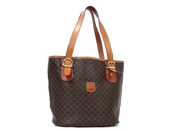 1円 □美品□ CELINE セリーヌ マカダム柄 PVC×レザー トートバッグ 