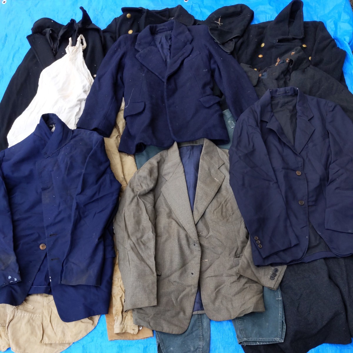 戦前　ジャケット　トンビコート　マント　外套　シャツ　ズボン　下履き　等　大量　おしゃれ　ボロ　ツギハギ