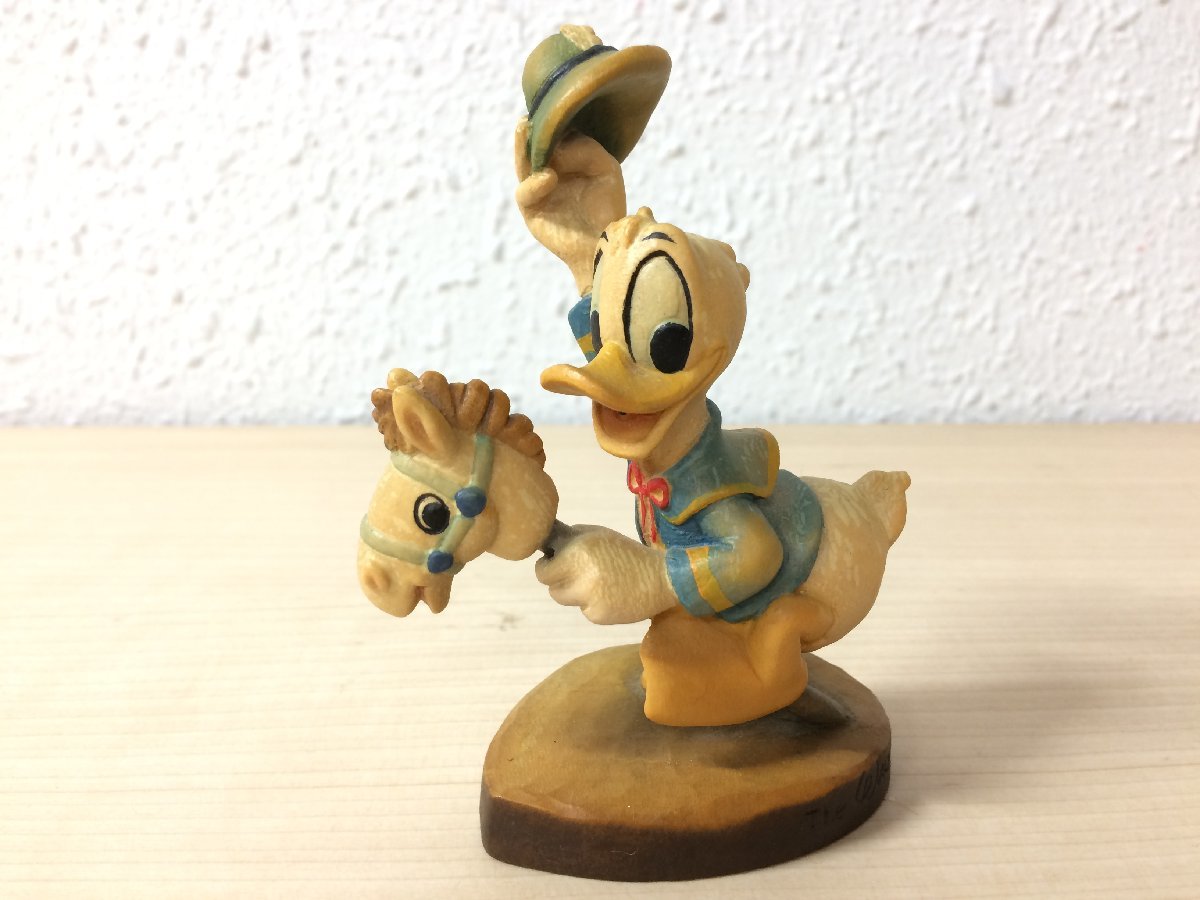 ディズニー アンリ ドナルドダック 木彫りフィギュア 木馬 8A50 【60 