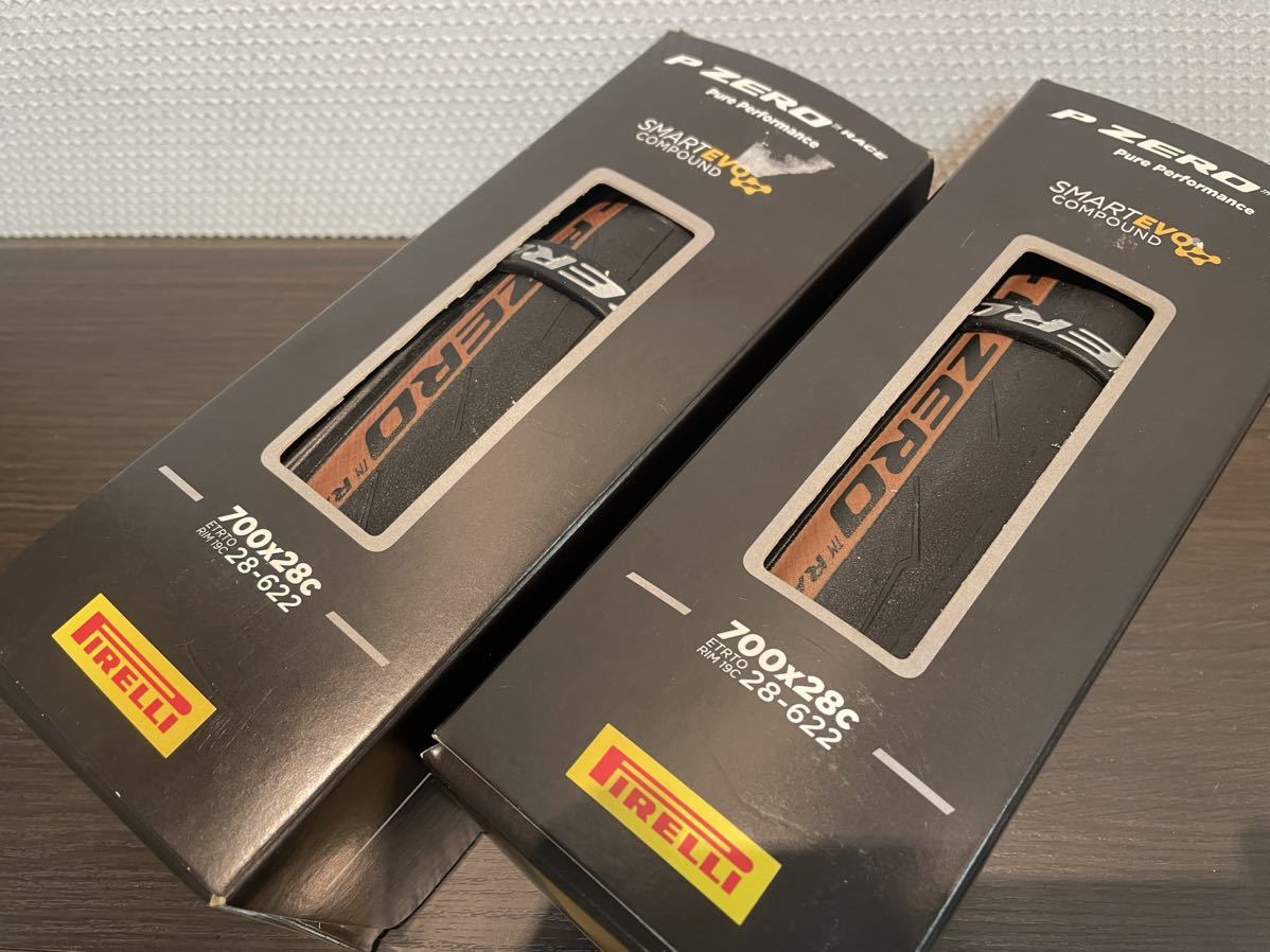 ピレリ p-zero raceクリンチャー 700-28C ブラウンサイド2本セット